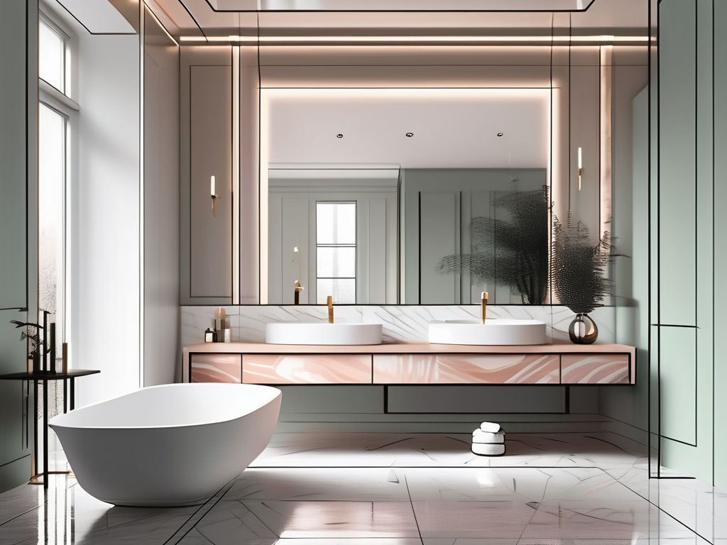 A luxurious bathroom with custom features like a freestanding bathtub