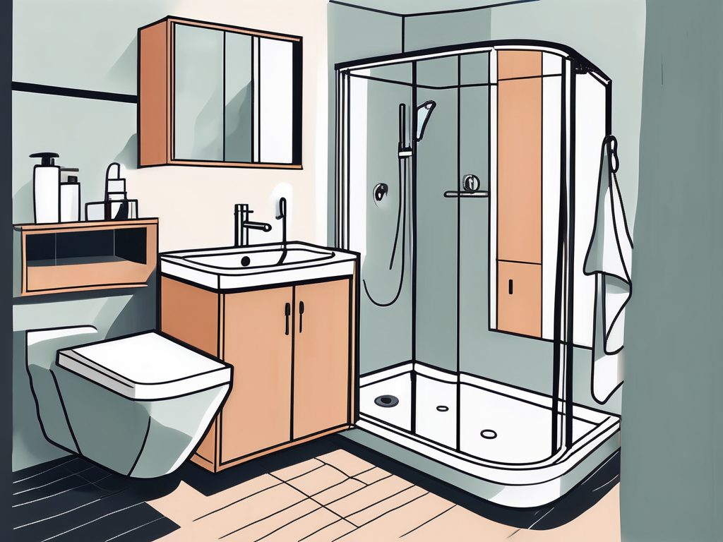 A small bathroom efficiently furnished with space-saving bathroom furniture